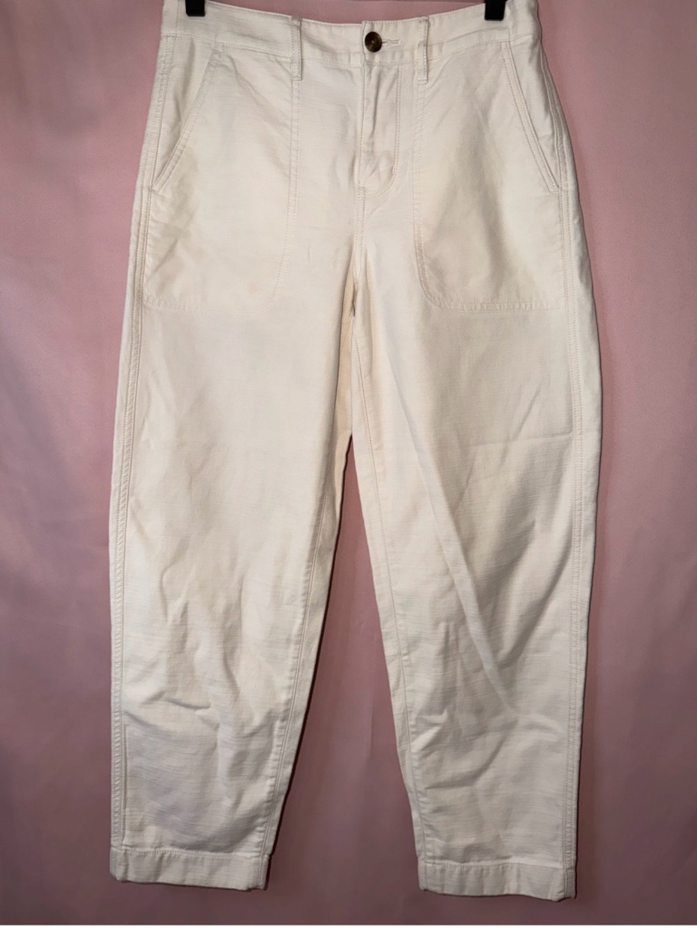 J. Crew Off-White High-Rise Straight-Leg Pants